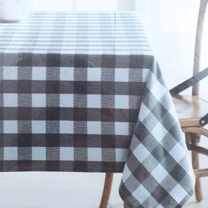 Fabric Tablecloth Buffalo Plaid Gray White 52x70